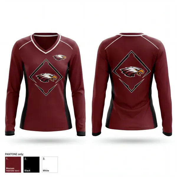 Womens Long Sleeve Vneck Shirt, Huntsville Lady Eagles, Softball, Teamtime, Team time, sublimation, custom sports apparel, team uniforms, spirit wear, spiritwear, sports uniforms, custom shirts, team store, custom team store, fundraiser sports, apparel fundraiser