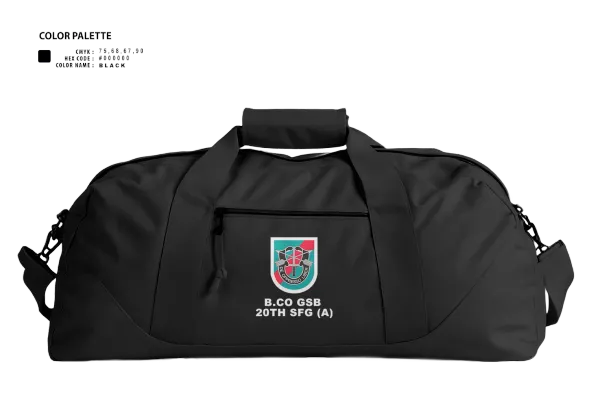 Duffle Bag, B.CO GSB 20th SFG(A), , Teamtime, Team time, sublimation, custom sports apparel, team uniforms, spirit wear, spiritwear, sports uniforms, custom shirts, team store, custom team store, fundraiser sports, apparel fundraiser