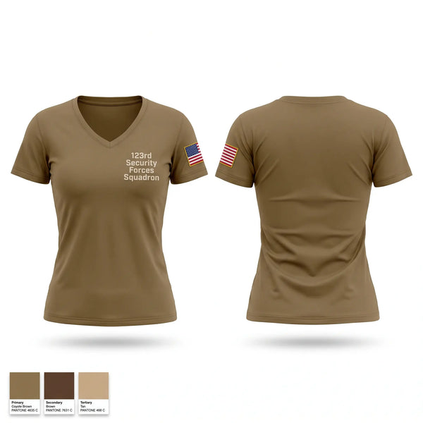 Womens Short Sleeve Vneck Shirt, 123rd Security Forces Squadron, Air Force, Teamtime, Team time, sublimation, custom sports apparel, team uniforms, spirit wear, spiritwear, sports uniforms, custom shirts, team store, custom team store, fundraiser sports, apparel fundraiser