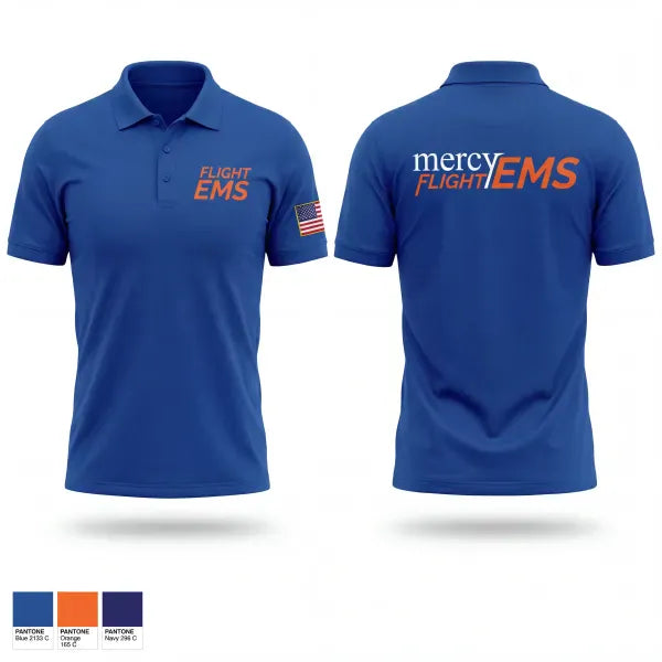 Short Sleeve Performance Polo, Mercy Flight, EMS/EMT, Teamtime, Team time, sublimation, custom sports apparel, team uniforms, spirit wear, spiritwear, sports uniforms, custom shirts, team store, custom team store, fundraiser sports, apparel fundraiser