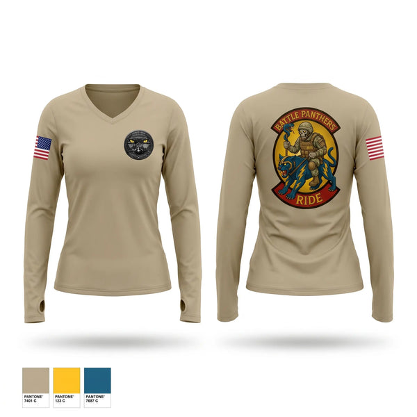 Womens Long Sleeve Vneck Shirt, 85FG, Air Force, Teamtime, Team time, sublimation, custom sports apparel, team uniforms, spirit wear, spiritwear, sports uniforms, custom shirts, team store, custom team store, fundraiser sports, apparel fundraiser