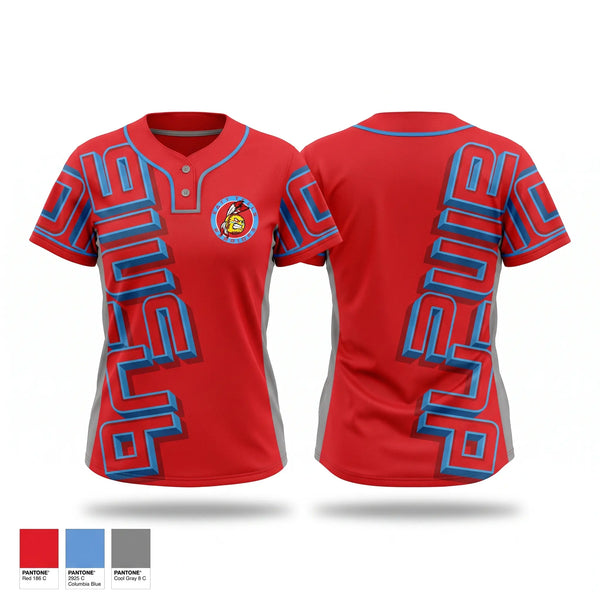 Two Button Softball Jersey, Warriors, Softball, Teamtime, Team time, sublimation, custom sports apparel, team uniforms, spirit wear, spiritwear, sports uniforms, custom shirts, team store, custom team store, fundraiser sports, apparel fundraiser