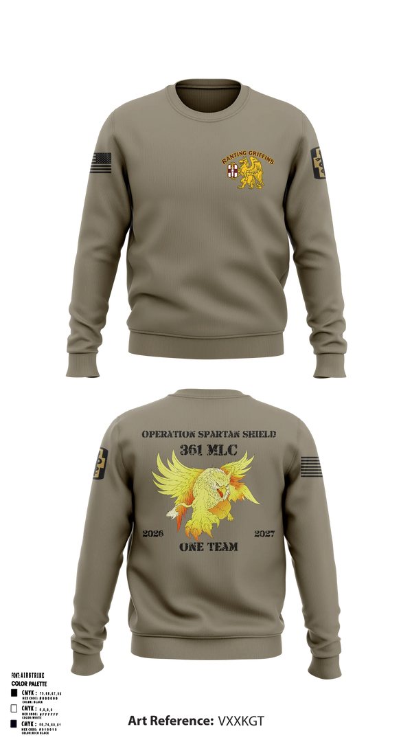 Crew Neck Sweatshirt, 361 MLC, Army, Teamtime, Team time, sublimation, custom sports apparel, team uniforms, spirit wear, spiritwear, sports uniforms, custom shirts, team store, custom team store, fundraiser sports, apparel fundraiser
