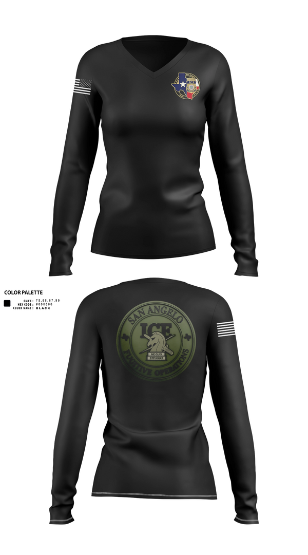 Womens Long Sleeve Vneck Shirt, San Angelo fug ops, Police, Teamtime, Team time, sublimation, custom sports apparel, team uniforms, spirit wear, spiritwear, sports uniforms, custom shirts, team store, custom team store, fundraiser sports, apparel fundraiser