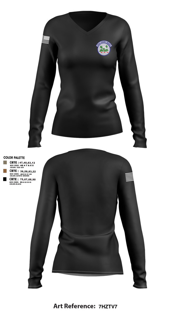 Womens Long Sleeve Vneck Shirt, 151st Army Band, , Teamtime, Team time, sublimation, custom sports apparel, team uniforms, spirit wear, spiritwear, sports uniforms, custom shirts, team store, custom team store, fundraiser sports, apparel fundraiser