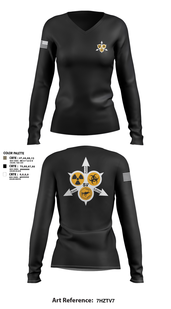 Womens Long Sleeve Vneck Shirt, 51st WMD-CST, , Teamtime, Team time, sublimation, custom sports apparel, team uniforms, spirit wear, spiritwear, sports uniforms, custom shirts, team store, custom team store, fundraiser sports, apparel fundraiser