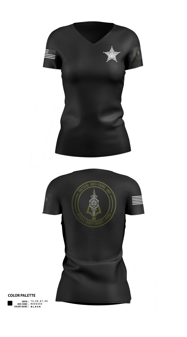 Womens Short Sleeve Vneck Shirt, OCSO TAC UNIT, Police, Teamtime, Team time, sublimation, custom sports apparel, team uniforms, spirit wear, spiritwear, sports uniforms, custom shirts, team store, custom team store, fundraiser sports, apparel fundraiser