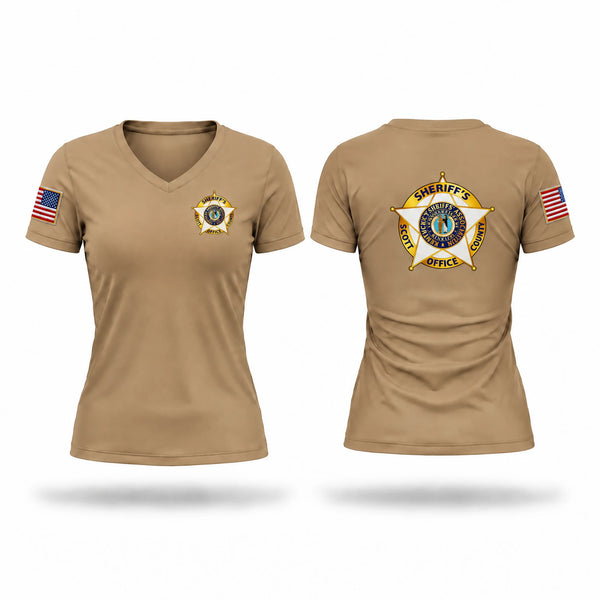 Womens Short Sleeve Vneck Shirt, Scott County Sheriff's Office, Police, Teamtime, Team time, sublimation, custom sports apparel, team uniforms, spirit wear, spiritwear, sports uniforms, custom shirts, team store, custom team store, fundraiser sports, apparel fundraiser