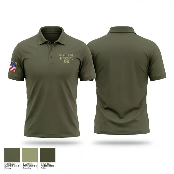 Short Sleeve Performance Polo, State Fire Marshal K9, Police, Teamtime, Team time, sublimation, custom sports apparel, team uniforms, spirit wear, spiritwear, sports uniforms, custom shirts, team store, custom team store, fundraiser sports, apparel fundraiser