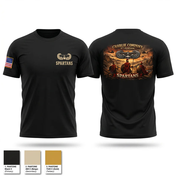 Short Sleeve Performance Shirt, 2nd Platoon Charlie Company 129 “Spartans”, Army, Teamtime, Team time, sublimation, custom sports apparel, team uniforms, spirit wear, spiritwear, sports uniforms, custom shirts, team store, custom team store, fundraiser sports, apparel fundraiser