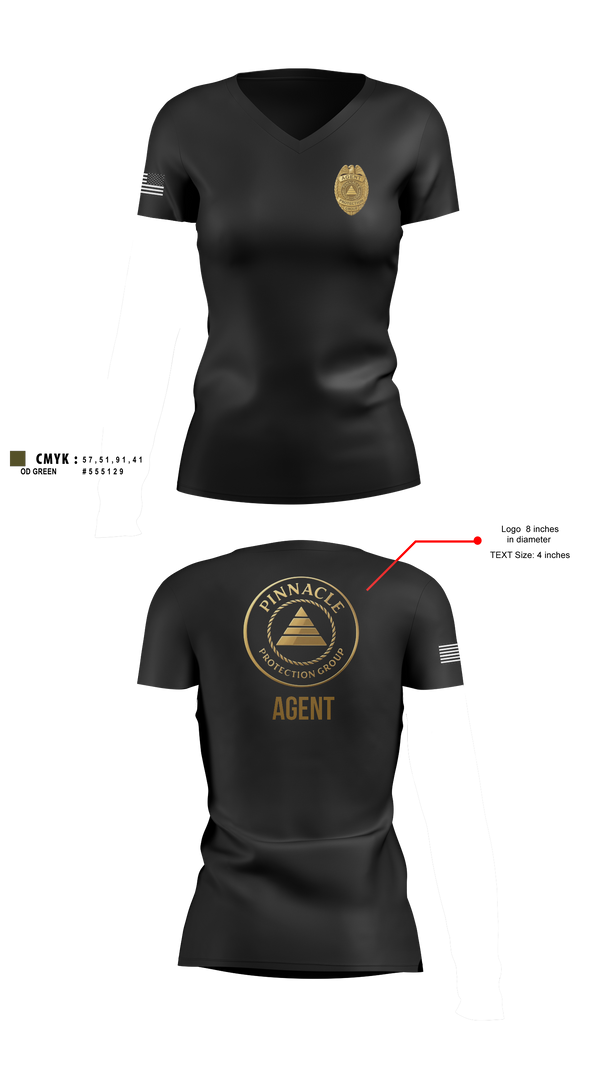 Womens Short Sleeve Vneck Shirt, Pinnacle Protection Group, , Teamtime, Team time, sublimation, custom sports apparel, team uniforms, spirit wear, spiritwear, sports uniforms, custom shirts, team store, custom team store, fundraiser sports, apparel fundraiser