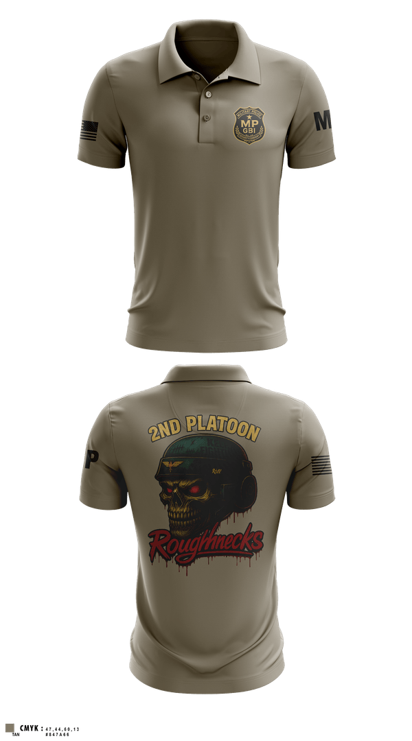 Short Sleeve Performance Polo, 2nd Platoon roughnecks 49th, Army, Teamtime, Team time, sublimation, custom sports apparel, team uniforms, spirit wear, spiritwear, sports uniforms, custom shirts, team store, custom team store, fundraiser sports, apparel fundraiser