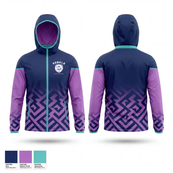 Windbreaker, Rebels, Women's Soccer, Teamtime, Team time, sublimation, custom sports apparel, team uniforms, spirit wear, spiritwear, sports uniforms, custom shirts, team store, custom team store, fundraiser sports, apparel fundraiser