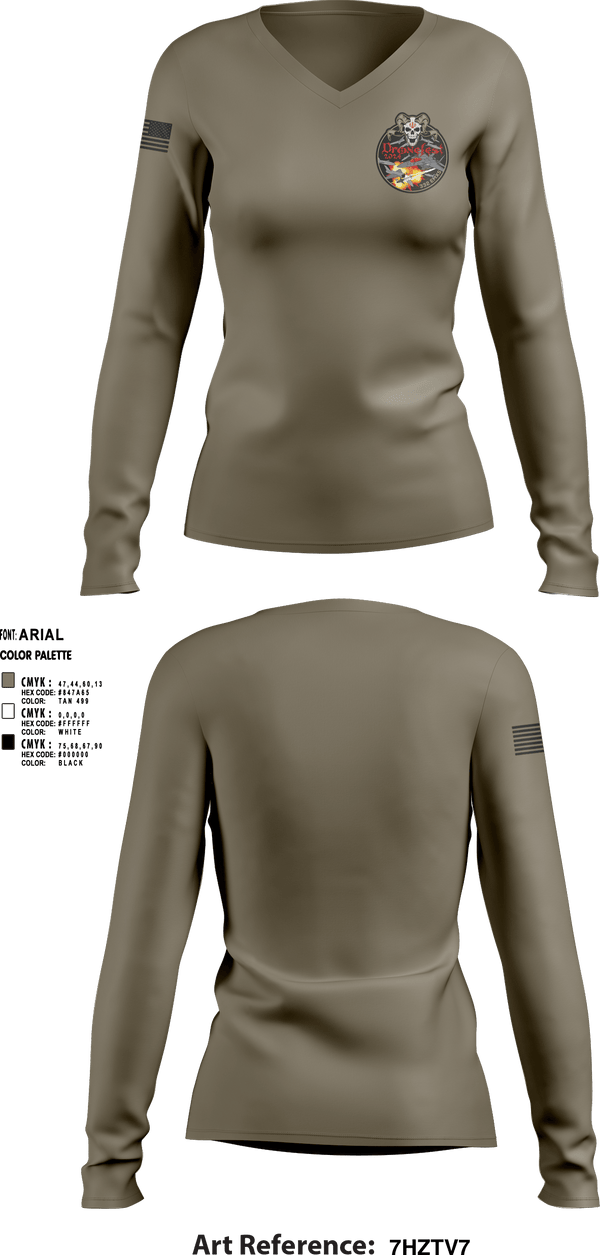 Women's Long Sleeve Vneck Shirt, 332nd EMXS, Air Force, Teamtime, Team time, sublimation, custom sports apparel, team uniforms, spirit wear, spiritwear, sports uniforms, custom shirts, team store, custom team store, fundraiser sports, apparel fundraiser