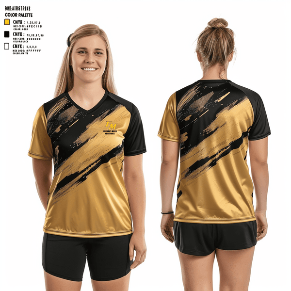 Women's Short Sleeve Vneck Shirt, Fremont-Mills High School Volleyball, Women's Volleyball, Teamtime, Team time, sublimation, custom sports apparel, team uniforms, spirit wear, spiritwear, sports uniforms, custom shirts, team store, custom team store, fundraiser sports, apparel fundraiser