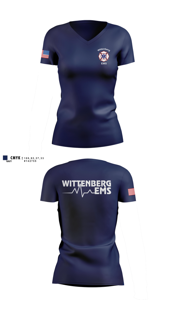 Womens Short Sleeve Vneck Shirt, Wittenberg Area Protective Services District, Fire Department, Teamtime, Team time, sublimation, custom sports apparel, team uniforms, spirit wear, spiritwear, sports uniforms, custom shirts, team store, custom team store, fundraiser sports, apparel fundraiser