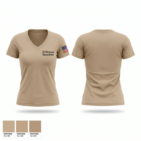 Womens Short Sleeve Vneck Shirt, 31 Rescue Squadron, Air Force, Teamtime, Team time, sublimation, custom sports apparel, team uniforms, spirit wear, spiritwear, sports uniforms, custom shirts, team store, custom team store, fundraiser sports, apparel fundraiser