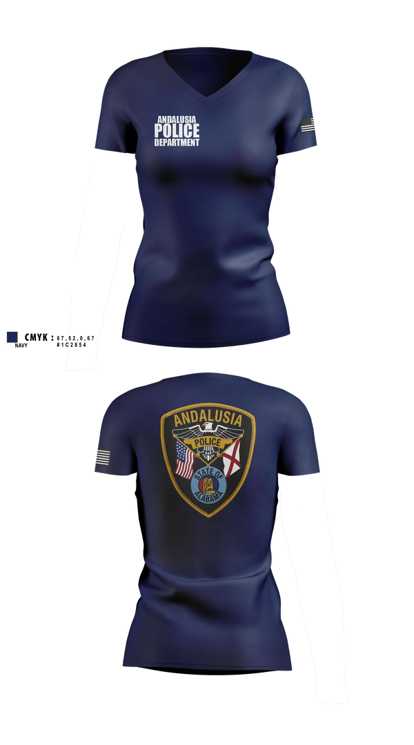 Womens Short Sleeve Vneck Shirt, Andalusia Police Department, Police, Teamtime, Team time, sublimation, custom sports apparel, team uniforms, spirit wear, spiritwear, sports uniforms, custom shirts, team store, custom team store, fundraiser sports, apparel fundraiser