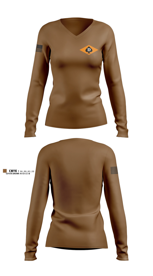 Womens Long Sleeve Vneck Shirt, Dog Company, Army, Teamtime, Team time, sublimation, custom sports apparel, team uniforms, spirit wear, spiritwear, sports uniforms, custom shirts, team store, custom team store, fundraiser sports, apparel fundraiser