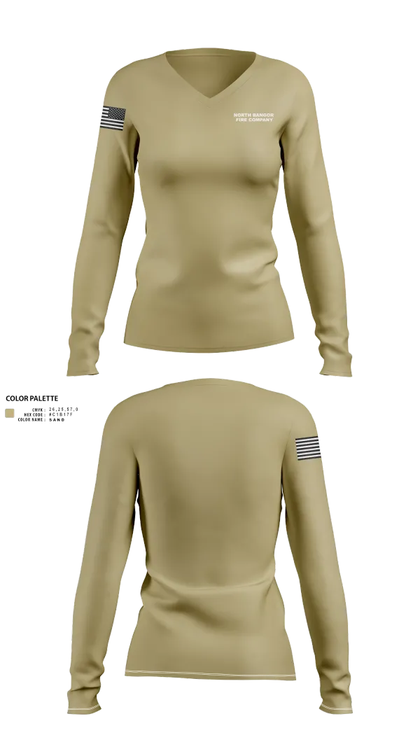 Womens Long Sleeve Vneck Shirt, North Bangor Fire Company, , Teamtime, Team time, sublimation, custom sports apparel, team uniforms, spirit wear, spiritwear, sports uniforms, custom shirts, team store, custom team store, fundraiser sports, apparel fundraiser