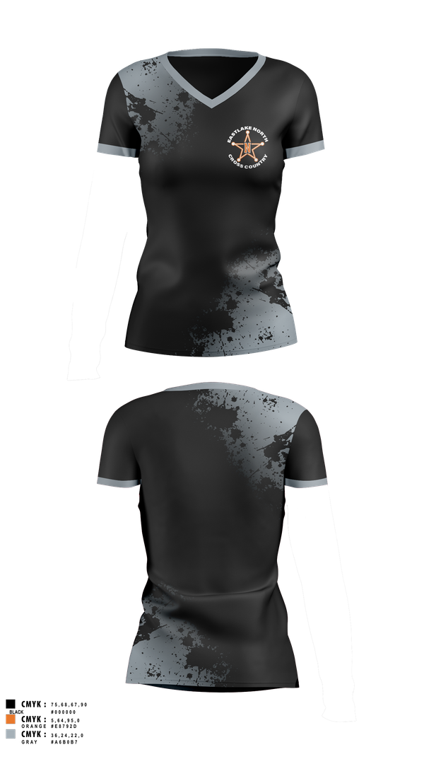 Womens Short Sleeve Vneck Shirt, Eastlake North Cross County, Cross Country, Teamtime, Team time, sublimation, custom sports apparel, team uniforms, spirit wear, spiritwear, sports uniforms, custom shirts, team store, custom team store, fundraiser sports, apparel fundraiser
