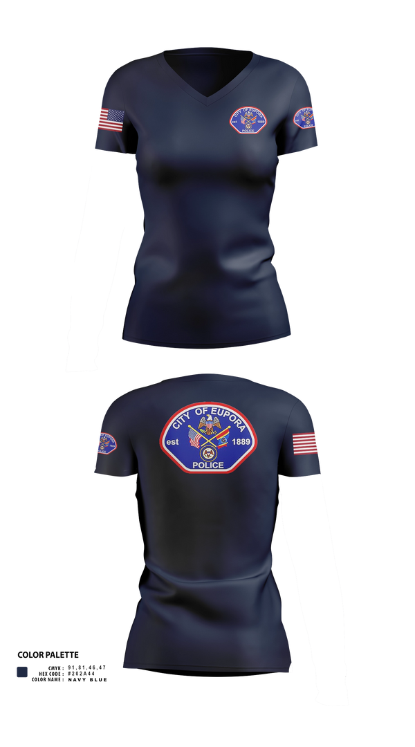Womens Short Sleeve Vneck Shirt, EUPORA POLICE DEPARTMENT, Police, Teamtime, Team time, sublimation, custom sports apparel, team uniforms, spirit wear, spiritwear, sports uniforms, custom shirts, team store, custom team store, fundraiser sports, apparel fundraiser