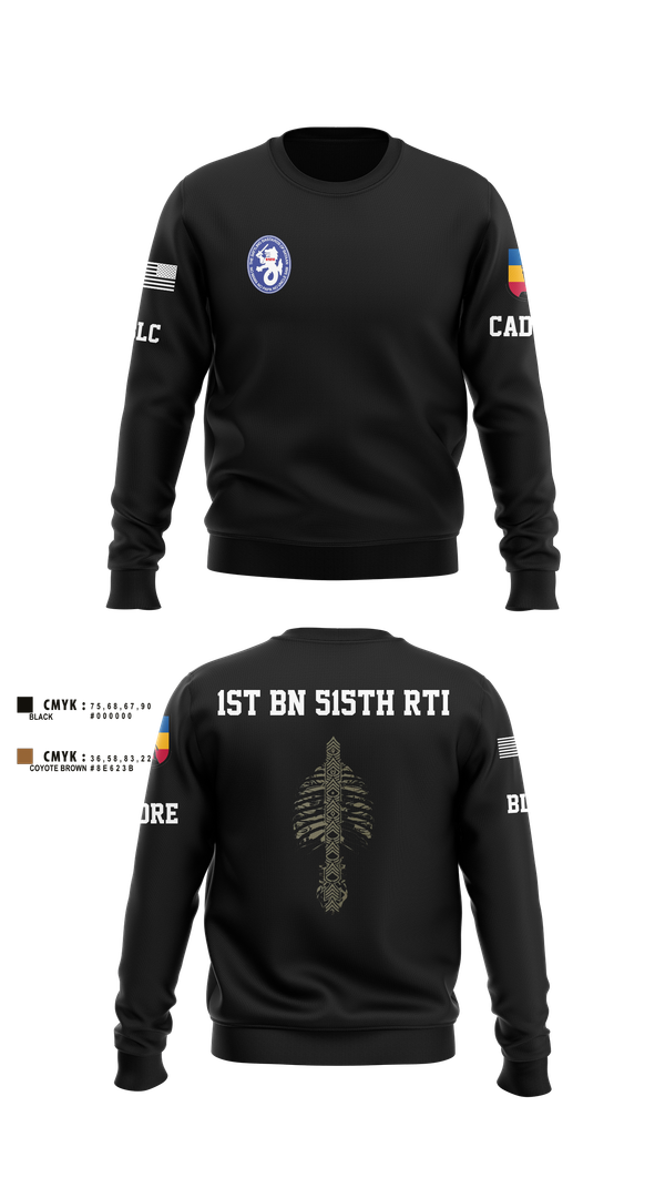 Crew Neck Sweatshirt, 1st BN 515th RTI, Army, Teamtime, Team time, sublimation, custom sports apparel, team uniforms, spirit wear, spiritwear, sports uniforms, custom shirts, team store, custom team store, fundraiser sports, apparel fundraiser