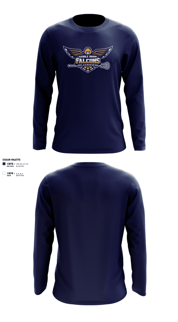 Long Sleeve Performance Shirt, Saddle Brook Falcons Lacrosse, Men's Lacrosse, Teamtime, Team time, sublimation, custom sports apparel, team uniforms, spirit wear, spiritwear, sports uniforms, custom shirts, team store, custom team store, fundraiser sports, apparel fundraiser