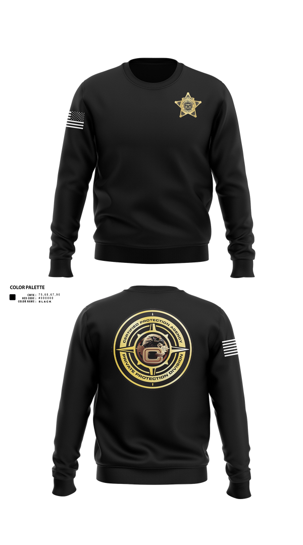 Crew Neck Sweatshirt, Certified Protection Agency, Navy, Teamtime, Team time, sublimation, custom sports apparel, team uniforms, spirit wear, spiritwear, sports uniforms, custom shirts, team store, custom team store, fundraiser sports, apparel fundraiser