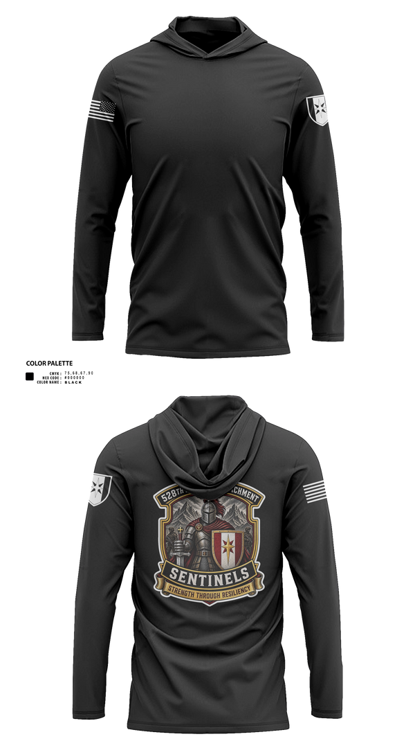 Long Sleeve hooded sunshirt, 528th MED DET COSC, Army, Teamtime, Team time, sublimation, custom sports apparel, team uniforms, spirit wear, spiritwear, sports uniforms, custom shirts, team store, custom team store, fundraiser sports, apparel fundraiser
