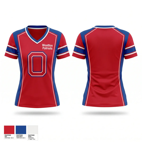Womens Short Sleeve Vneck Shirt, Wootton Patriots, Cheer, Teamtime, Team time, sublimation, custom sports apparel, team uniforms, spirit wear, spiritwear, sports uniforms, custom shirts, team store, custom team store, fundraiser sports, apparel fundraiser