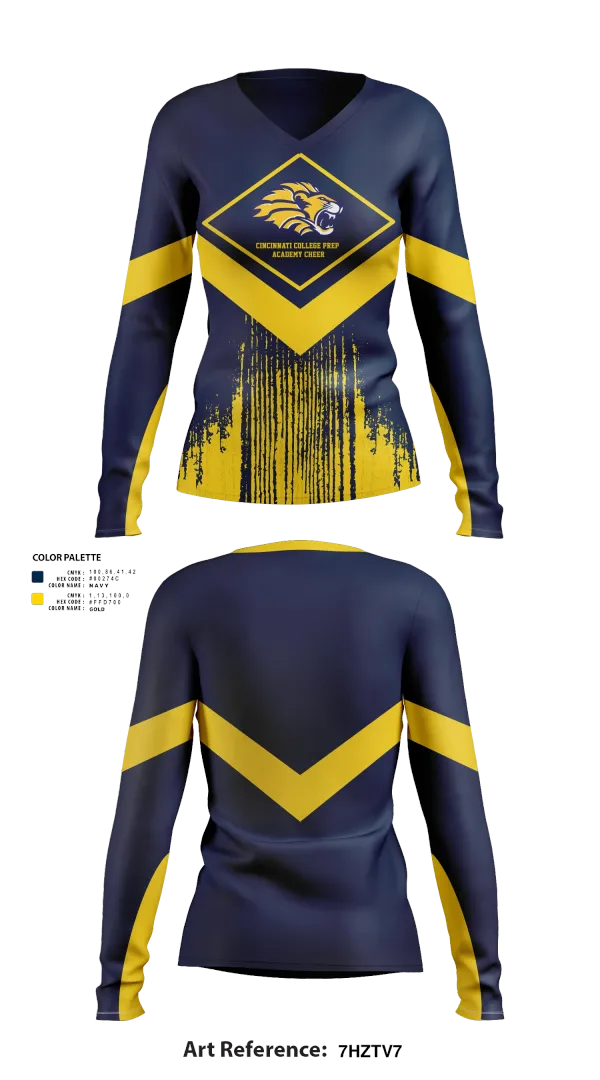 Womens Long Sleeve Vneck Shirt, Cincinnati College Prep Academy Cheer, Cheer, Teamtime, Team time, sublimation, custom sports apparel, team uniforms, spirit wear, spiritwear, sports uniforms, custom shirts, team store, custom team store, fundraiser sports, apparel fundraiser