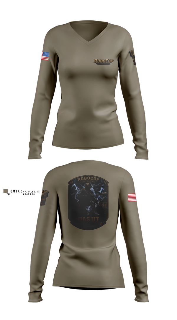 Womens Long Sleeve Vneck Shirt, Robocop UAS UT, Baseball, Teamtime, Team time, sublimation, custom sports apparel, team uniforms, spirit wear, spiritwear, sports uniforms, custom shirts, team store, custom team store, fundraiser sports, apparel fundraiser