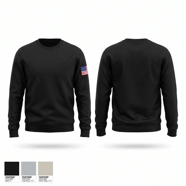 Crew Neck Sweatshirt, Kermit volunteer Fire Department, Fire Department, Teamtime, Team time, sublimation, custom sports apparel, team uniforms, spirit wear, spiritwear, sports uniforms, custom shirts, team store, custom team store, fundraiser sports, apparel fundraiser