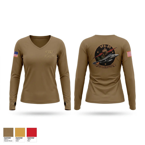 Womens Long Sleeve Vneck Shirt, VFA-25, Navy, Teamtime, Team time, sublimation, custom sports apparel, team uniforms, spirit wear, spiritwear, sports uniforms, custom shirts, team store, custom team store, fundraiser sports, apparel fundraiser