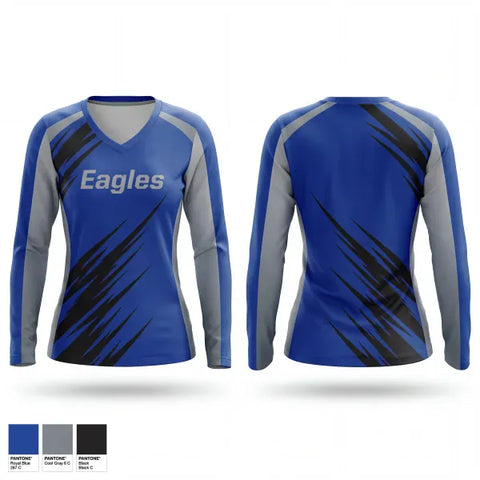 Womens Long Sleeve Vneck Shirt, Eagles, Men's Basketball, Teamtime, Team time, sublimation, custom sports apparel, team uniforms, spirit wear, spiritwear, sports uniforms, custom shirts, team store, custom team store, fundraiser sports, apparel fundraiser