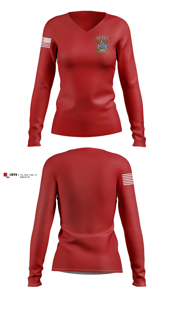 Womens Long Sleeve Vneck Shirt, New Centerville & Rural Volunteer Fire Company, Fire Department, Teamtime, Team time, sublimation, custom sports apparel, team uniforms, spirit wear, spiritwear, sports uniforms, custom shirts, team store, custom team store, fundraiser sports, apparel fundraiser