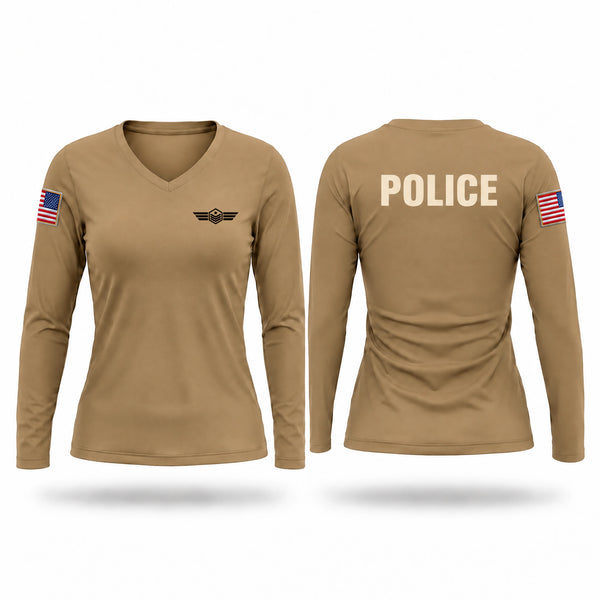 Womens Long Sleeve Vneck Shirt, Army Unit, Army, Teamtime, Team time, sublimation, custom sports apparel, team uniforms, spirit wear, spiritwear, sports uniforms, custom shirts, team store, custom team store, fundraiser sports, apparel fundraiser