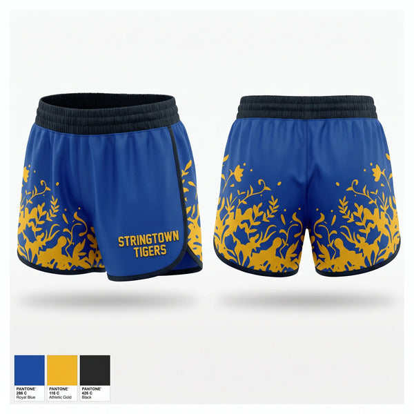Womens Shorts, Stringtown Tigers, Women's Basketball, Teamtime, Team time, sublimation, custom sports apparel, team uniforms, spirit wear, spiritwear, sports uniforms, custom shirts, team store, custom team store, fundraiser sports, apparel fundraiser