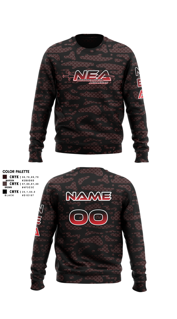 Crew Neck Sweatshirt, Northeastern Assassins, E-Sports, Teamtime, Team time, sublimation, custom sports apparel, team uniforms, spirit wear, spiritwear, sports uniforms, custom shirts, team store, custom team store, fundraiser sports, apparel fundraiser