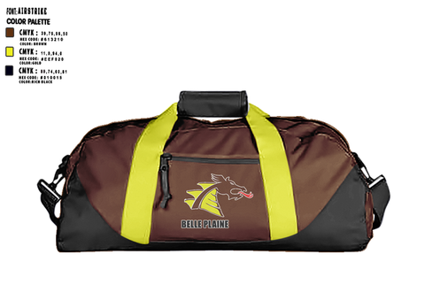 Duffle Bag, Belle Plaine High School, Spirit Store, Teamtime, Team time, sublimation, custom sports apparel, team uniforms, spirit wear, spiritwear, sports uniforms, custom shirts, team store, custom team store, fundraiser sports, apparel fundraiser
