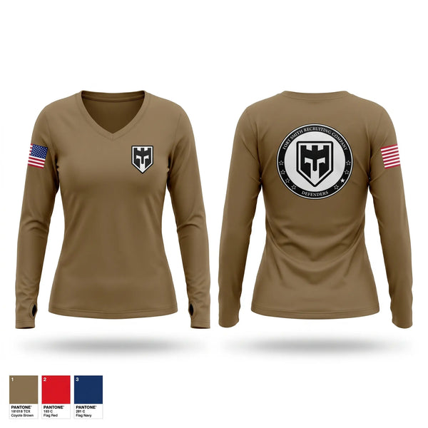 Womens Long Sleeve Vneck Shirt, , Army, Teamtime, Team time, sublimation, custom sports apparel, team uniforms, spirit wear, spiritwear, sports uniforms, custom shirts, team store, custom team store, fundraiser sports, apparel fundraiser