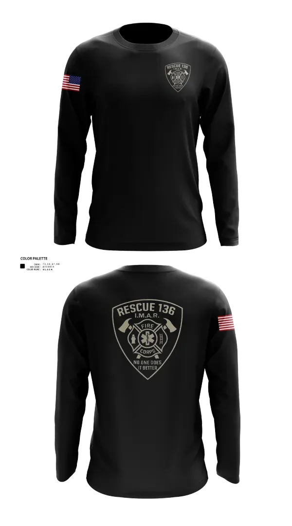 Long Sleeve Performance Shirt, Rescue 136, Fire Department, Teamtime, Team time, sublimation, custom sports apparel, team uniforms, spirit wear, spiritwear, sports uniforms, custom shirts, team store, custom team store, fundraiser sports, apparel fundraiser