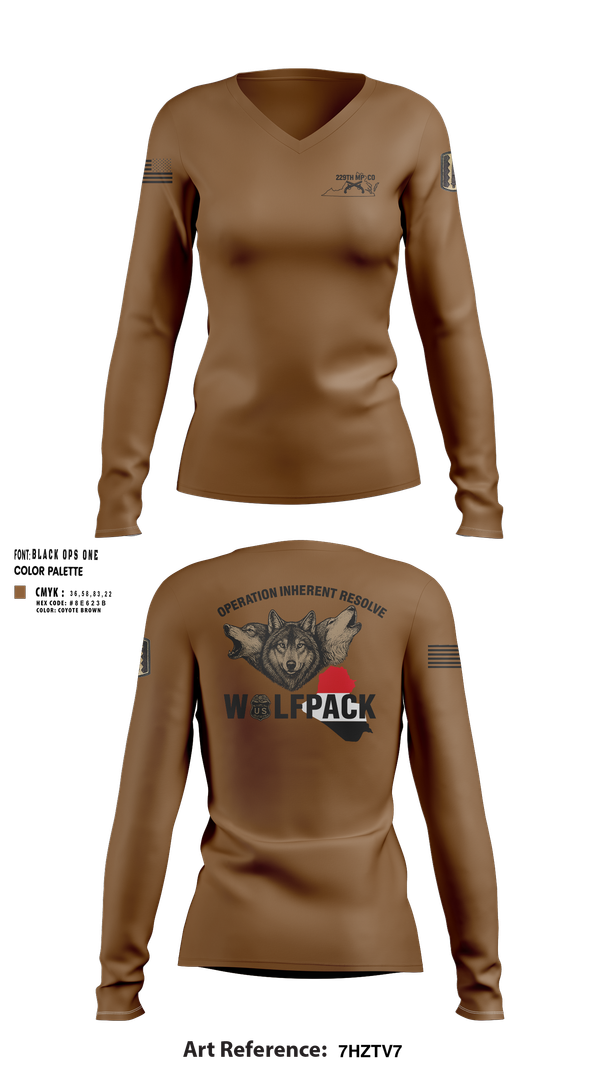 Womens Long Sleeve Vneck Shirt, 229TH MP CO, , Teamtime, Team time, sublimation, custom sports apparel, team uniforms, spirit wear, spiritwear, sports uniforms, custom shirts, team store, custom team store, fundraiser sports, apparel fundraiser