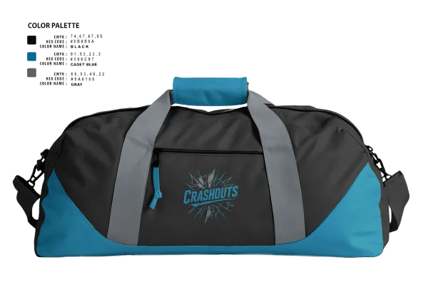 Duffle Bag, CRASHOUTS, Baseball, Teamtime, Team time, sublimation, custom sports apparel, team uniforms, spirit wear, spiritwear, sports uniforms, custom shirts, team store, custom team store, fundraiser sports, apparel fundraiser