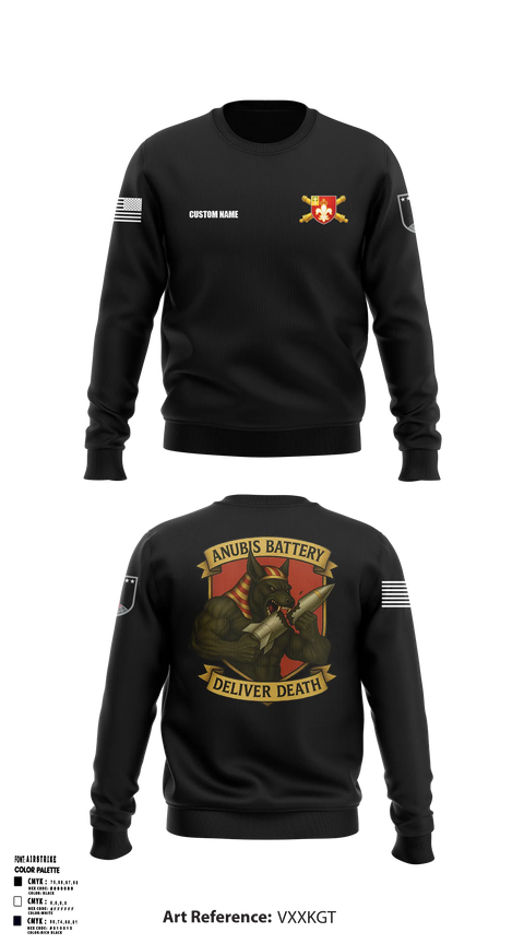 Crew Neck Sweatshirt, Anubis Battery, 3-12 FA, Army, Teamtime, Team time, sublimation, custom sports apparel, team uniforms, spirit wear, spiritwear, sports uniforms, custom shirts, team store, custom team store, fundraiser sports, apparel fundraiser