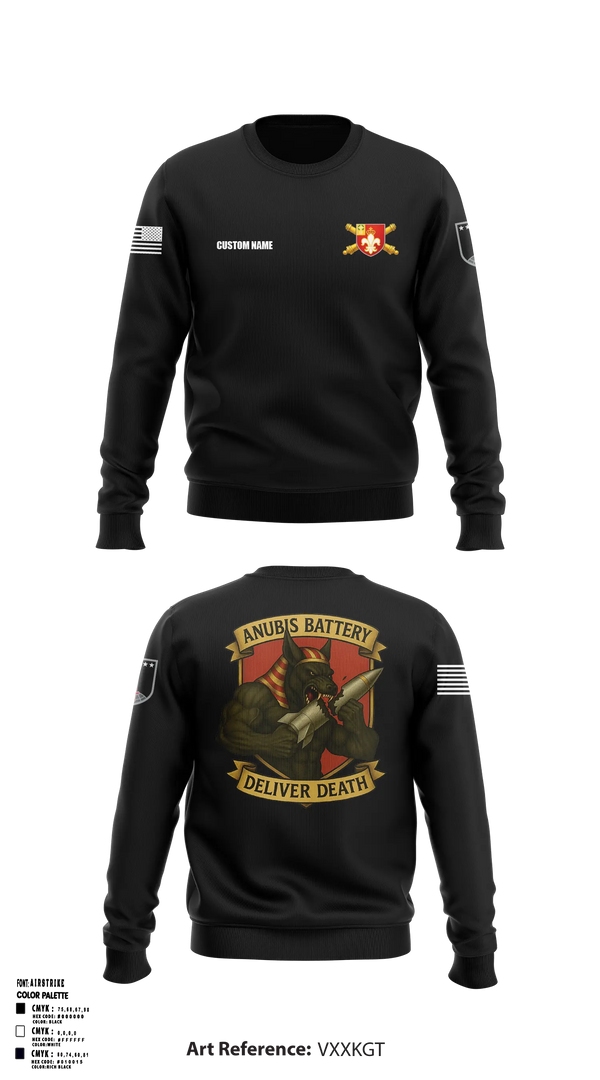 Crew Neck Sweatshirt, Anubis Battery, 3-12 FA, Army, Teamtime, Team time, sublimation, custom sports apparel, team uniforms, spirit wear, spiritwear, sports uniforms, custom shirts, team store, custom team store, fundraiser sports, apparel fundraiser