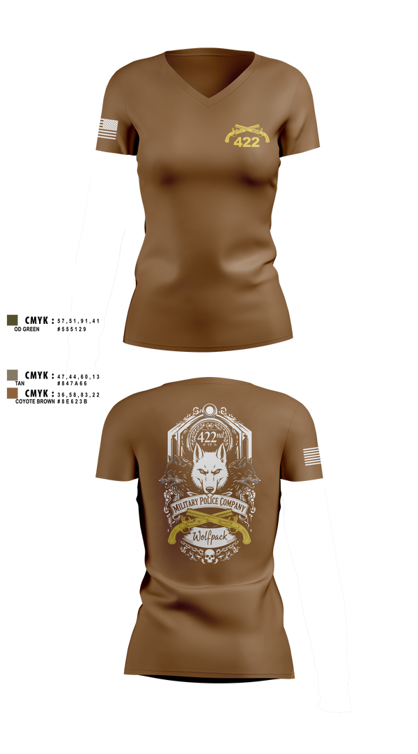 Womens Short Sleeve Vneck Shirt, 422nd Military Police Company, Army, Teamtime, Team time, sublimation, custom sports apparel, team uniforms, spirit wear, spiritwear, sports uniforms, custom shirts, team store, custom team store, fundraiser sports, apparel fundraiser