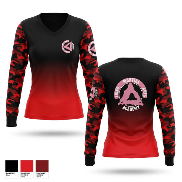 Womens Long Sleeve Vneck Shirt, Triad Martial Arts, , Teamtime, Team time, sublimation, custom sports apparel, team uniforms, spirit wear, spiritwear, sports uniforms, custom shirts, team store, custom team store, fundraiser sports, apparel fundraiser