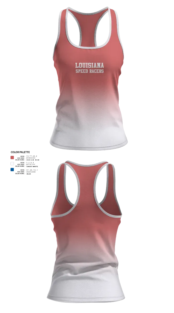 Womens Track Singlet, Louisiana Speed Racers, Track & Field, Teamtime, Team time, sublimation, custom sports apparel, team uniforms, spirit wear, spiritwear, sports uniforms, custom shirts, team store, custom team store, fundraiser sports, apparel fundraiser